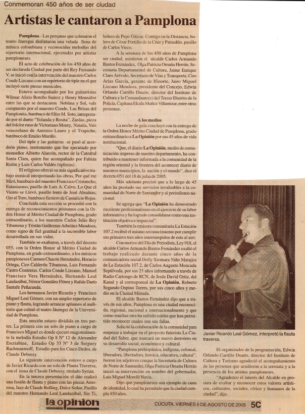 LA OPINION 450 AÑOS AGOSTO 2005